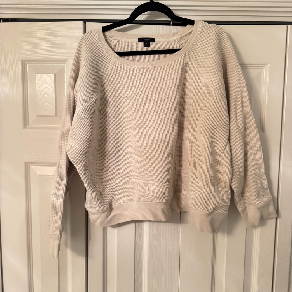 Women's JCrew Cream Waffle Sweatshirt